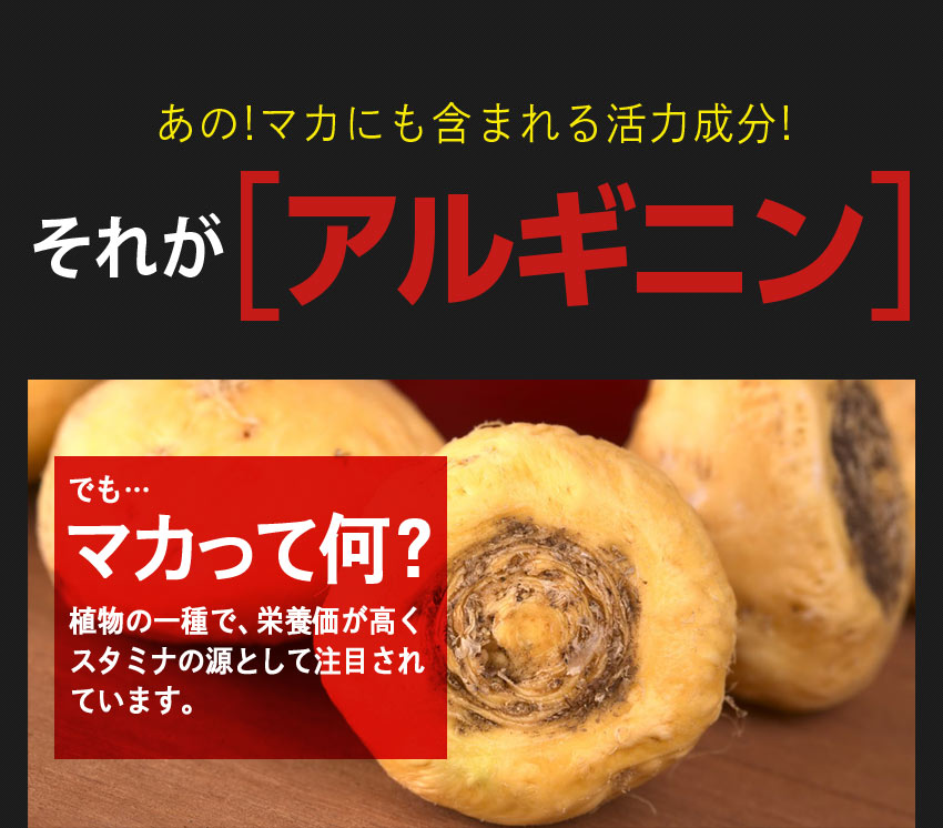 あの！マカにも含まれる活力成分、アルギニン